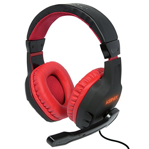 Konix Drakkar Skáld Gaming-Headset PC - 50-mm-Lautsprecher - Flexibles Mikrofon - 1,5-m-Kabel - 3,5-mm-Klinkenstecker - Schwarz/Rot von Konix