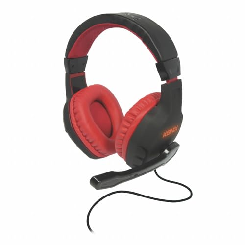 Konix Drakkar Skáld Gaming-Headset PC - 50-mm-Lautsprecher - Flexibles Mikrofon - 1,5-m-Kabel - 3,5-mm-Klinkenstecker - Schwarz/Rot von Konix