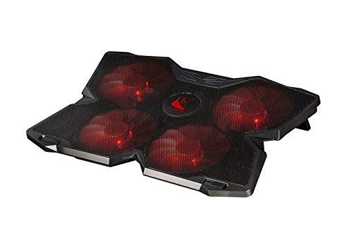 Konix Drakkar Stormur PC-Gaming-Kühlstand - Bis zu 17 Zoll - 4 Lüfter mit 140 mm - Rote LED-Hintergrundbeleuchtung - 2 USB-Anschlüsse von Konix