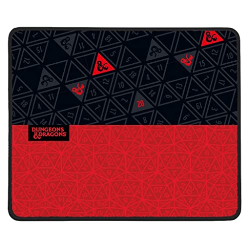 Konix Dungeons & Dragons Gaming-Mauspad 32 x 27 cm - rutschfeste Gummibasis - Rot und Schwarz von Konix
