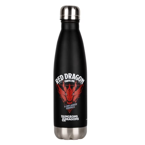 Konix Dungeons & Dragons Isolierflasche - Edelstahl - 500 ml - Drachenmotiv in Rot - Schwarz von Konix