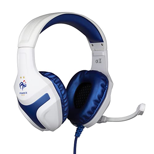 Konix FFF Gaming-Headset PS-400 mit Kabel für PC, PS4, PS5, Switch und Xbox - 45° Mikrofon - 1,5 m Kabel - 3,5-mm-Klinkenstecker - Weiß und Blau. von Konix