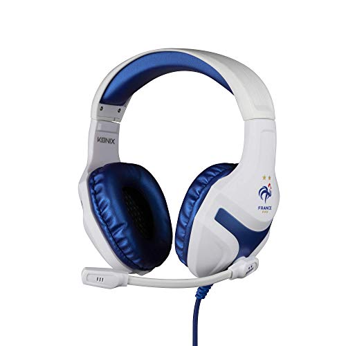 Konix FFF Gaming-Headset PS-400 mit Kabel für PC, PS4, PS5, Switch und Xbox - 45° Mikrofon - 1,5 m Kabel - 3,5-mm-Klinkenstecker - Weiß und Blau von Konix