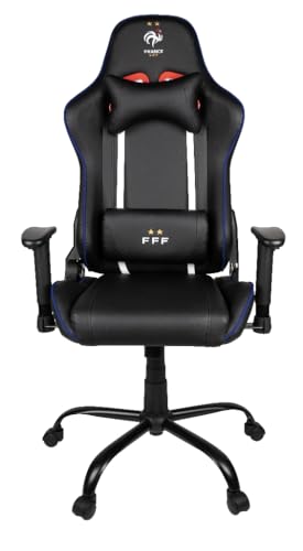 Konix FFF Premium Gaming-Bürostuhl - Sitzneigung 150° - Polyurethan-Leder - Einstellbares Lordosen - und Nackenkissen - Kopfstütze - Schwarz von Konix