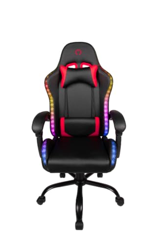 Konix Gaming Bürostuhl Phantom - RGB Beleuchtung - Sitzneigung 135° - Kunstleder - Lenden- und Nackenstützkissen - Schwarz von Konix