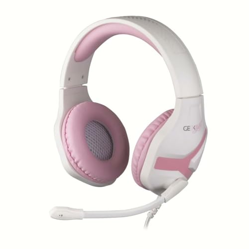 Konix Geek Girl Gaming-Kopfhörer Crystal mit Kabel für PS4, PS5, Switch, Xbox One und Series X|S - Mikrofon - 1,5 m Kabel - 3,5 mm Klinkenstecker - Weiß und Rosa von Konix