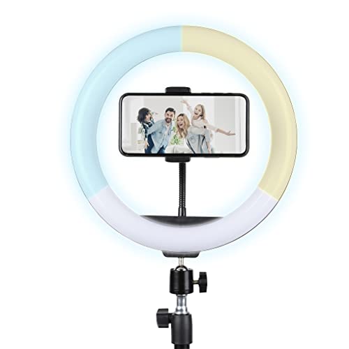 Konix Geek Star Halterung LED Ring Light Ring Light Quartz 26 cm für Smartphones - Teleskopisches Stativ - Inkl. Fernbedienung von Konix