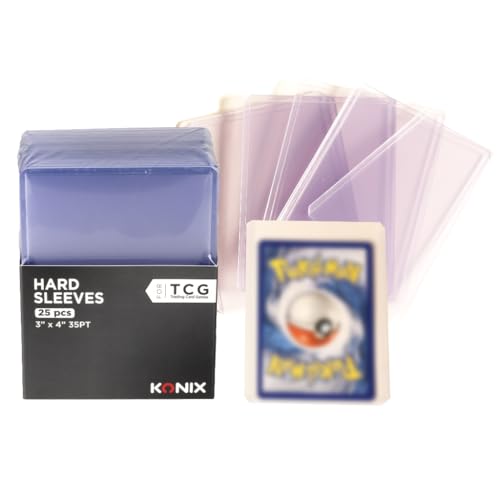 Konix Hard Sleeves 3" x 4“ 35 pt - 25 Hüllen - Kompatibel mit Lorcana, Magic The Gathering, Pokemon - Kunststoff - Transparent von Konix