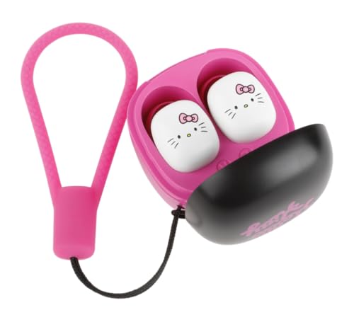 Konix Hello Kitty kabellose Kopfhörer für Smartphones und Tablets - 6 Stunden Akkulaufzeit + 15 Stunden mit Etui - Bluetooth-Verbindung - Schwarz und Rosa von Konix