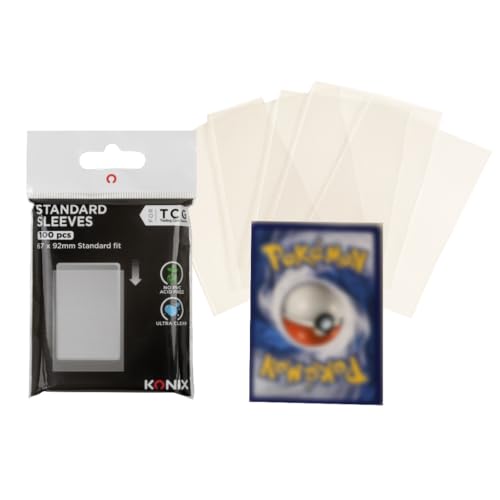 Konix Kartenschutz Standard Sleeves 67 x 92 mm - 100 Hüllen - Kompatibel mit Lorcana, Magic The Gathering, Pokemon - Kunststoff - Transparent von Konix
