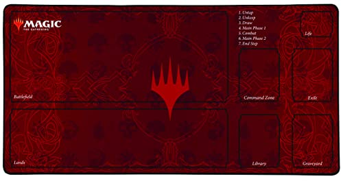 Konix Magic The Gathering Gaming-Mauspad XL 70 x 35 cm - rutschfeste Unterlage - Motiv Spielfeld - Rot von Konix
