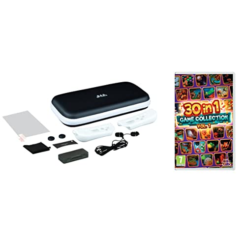 Konix Mythics Gaming Starter Kit + 30 in 1 Game Collection Vol. 1 für Nintendo Switch, Switch Lite und Switch OLED - Hülle - Gehärtetes Glas - Kopfhörer von Konix