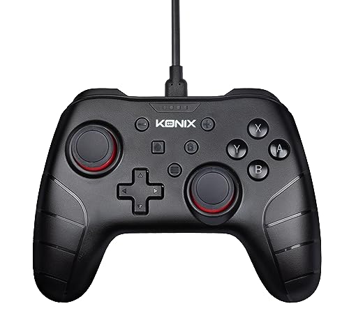 Konix Mythics Kabelgebundener Controller für Nintendo Switch, Switch OLED und PC - Vibrationsfunktion - 3 m Kabel - Schwarz von Konix