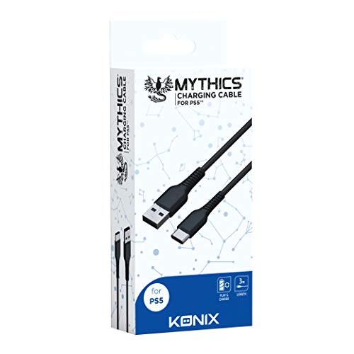 Konix Mythics Ladekabel für DualSense PS5 Controller - 3 m USB-Typ A zu Typ C - Kabel - Schwarz von Konix