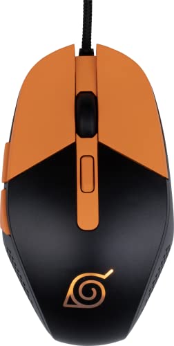 "Konix Naruto Shippuden Gaming-Maus für PC - 3 DPI-Stufen - LED-Hintergrundbeleuchtung - 1,8 m Kabel - Konoha-Motiv - Schwarz und Orange " von Konix