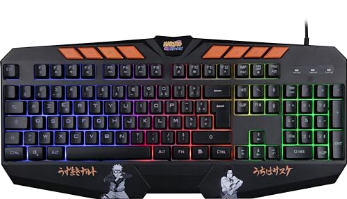 Konix Naruto Shippuden Kabelgebundene Gaming-Tastatur mit Membran AZERTY - Anti-Ghosting - 1,7 m Kabel - Naruto und Sasuke Motiv von Konix