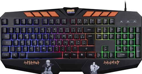 Konix Naruto Shippuden Kabelgebundene Gaming-Tastatur mit Membran AZERTY - Anti-Ghosting - 1,7 m Kabel - Naruto und Sasuke Motiv von Konix