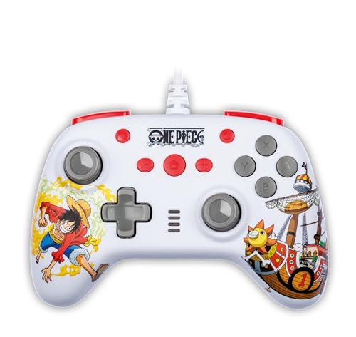 Konix One Piece Kabelgebundener Controller für Nintendo Switch, Switch OLED und PC - Vibrationsfunktion - 3 m Kabel - Luffy-Motiv - Weiß von Konix