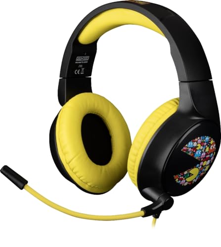 Konix Pac-Man Kabelgebundenes Gaming-Headset PC PS5, Switch 2, Xbox Series X|S - 45°-Mikrofon - 1,5 m Kabel - 3,5 mm Klinkenstecker - Schwarz und Gelb von Konix