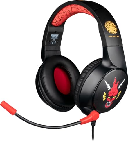 Konix Stranger Things Kabelgebundenes Gaming-Headset PC, PS5, Switch 2 und Xbox - Mikrofon - 1,5 m Kabel - 3,5 mm Klinkenstecker - Hellfire Club-Motiv von Konix