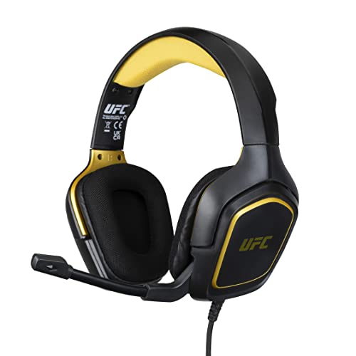 Konix UFC Gaming-Headset mit Kabel für PS4, PS5, Switch, Xbox One und Series X|S - 45°-Mikrofon - 1,5 m Kabel - 3,5 mm Klinken - Schwarz und Gold von Konix