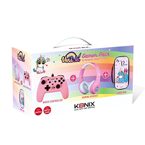 Konix Unik Gaming-Zubehörpaket für Nintendo Switch und Switch OLED - Headset - Be Love Controller - Be a Princess Tasche. von Konix