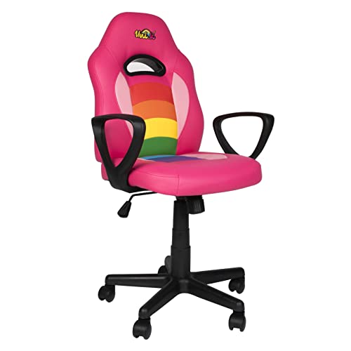 Konix Unik Junior Gaming Bürostuhl - Sitzneigung 15° - Glattes Polyurethanleder - Regenbogenmuster - Rosa von Konix