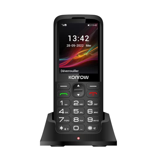 Konrow Senior 280 - Große Tasten - Sehr einfach zu bedienen - 2,8'' Display Optimale Lesbarkeit - Dual SIM - Ladestation - SOS-Taste - Kamera und Bluetooth - 32MB RAM - Schwarz Konrow Senior 280 - Große Tasten - Sehr einfach zu bedienen - 2,8'' Display Optimale Lesbarkeit - Dual SIM - Ladestation - SOS-Taste - Kamera und Bluetooth - 32MB RAM - Schwarz von Konrow