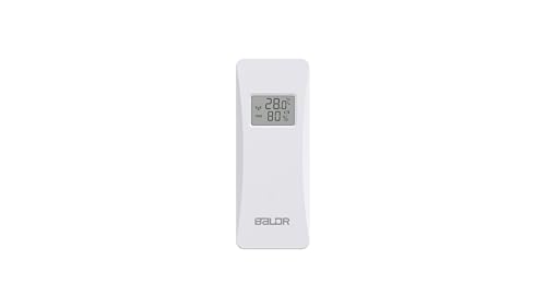 Konsen Außensensor für Wetterstation mit LCD Display, Außentemperatur und Luftfeuchtigkeit Funksensor 433 MHz, Weiß von Konsen