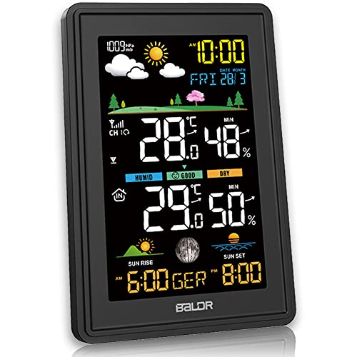 Konsen Wetterstation funk mit Außensensor Multifunktionale Funkwetterstation DCF Funkuhr Digital Thermometer Hygrometer mit Wettervorhersage, Schwarz Konsen Wetterstation funk mit Außensensor Multifunktionale Funkwetterstation DCF Funkuhr Digital Thermometer Hygrometer mit Wettervorhersage, Schwarz von Konsen