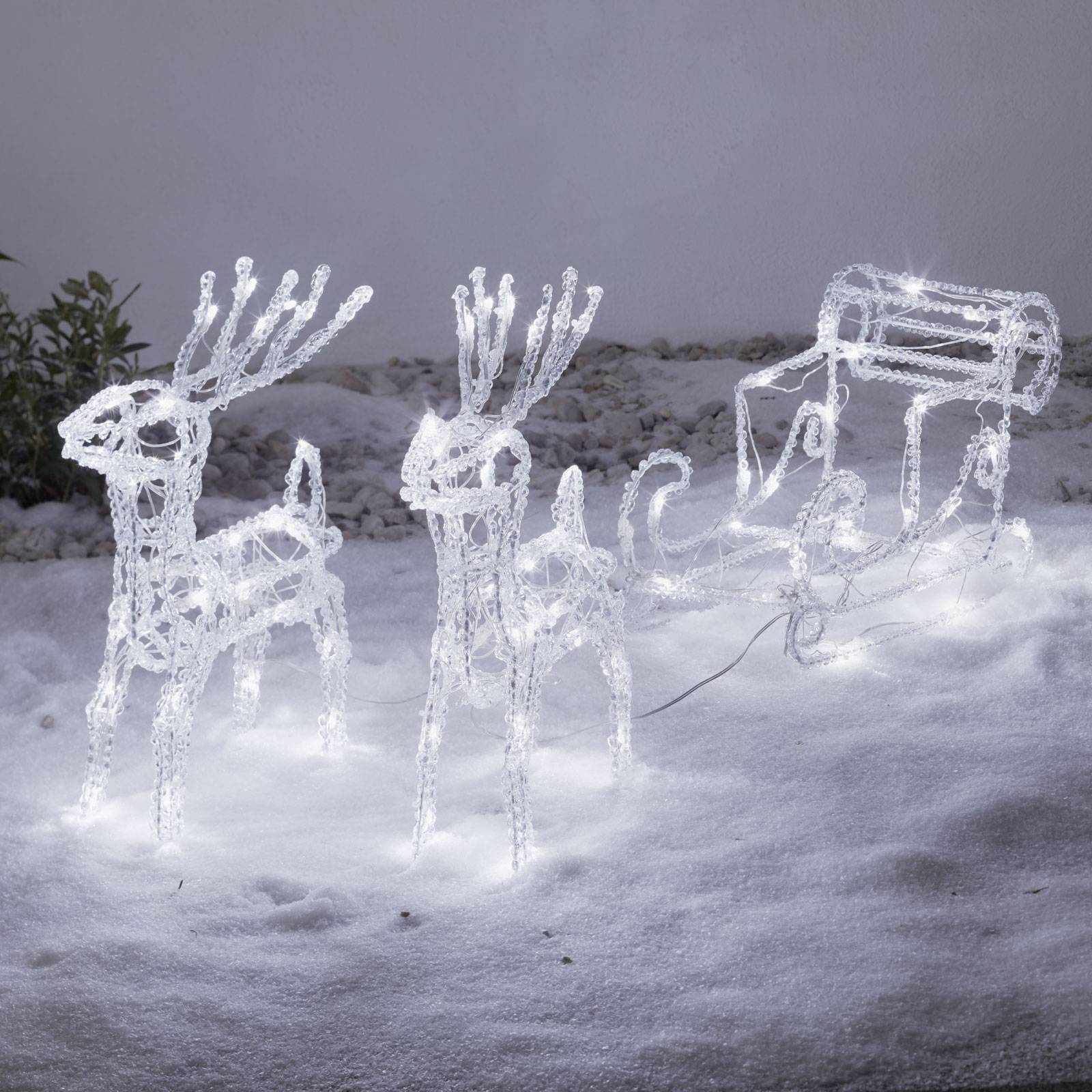 Funkelnde LED-Außendeko Rentiere m. Schlitten von Konstsmide Christmas