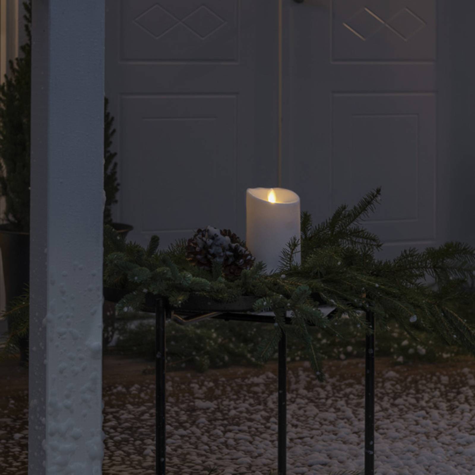 LED-Deko-Kerze IP44 cremeweiß geschmolzen 18,4cm von Konstsmide Christmas