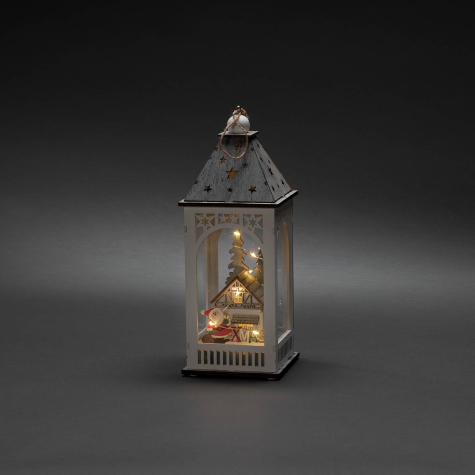 LED-Deko-Laterne mit Haus und Weihnachtsmann LED-Deko-Laterne mit Haus und Weihnachtsmann von Konstsmide Christmas