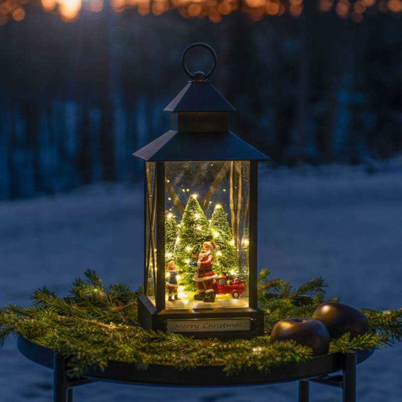 LED-Dekolaterne Weihnachtsmann schwarz IP44 32cm von Konstsmide Christmas