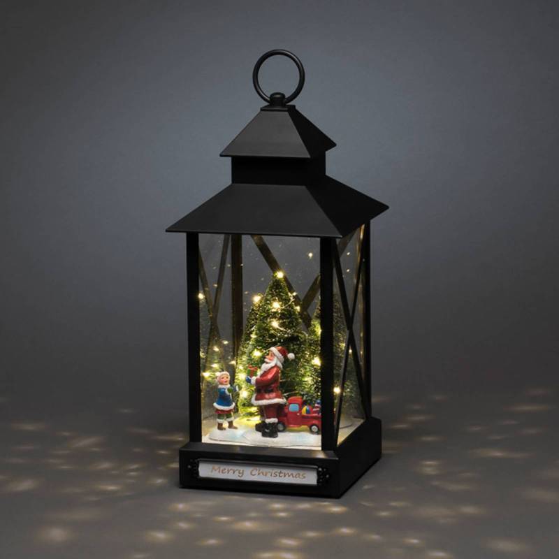 LED-Dekolaterne Weihnachtsmann schwarz IP44 32cm von Konstsmide Christmas