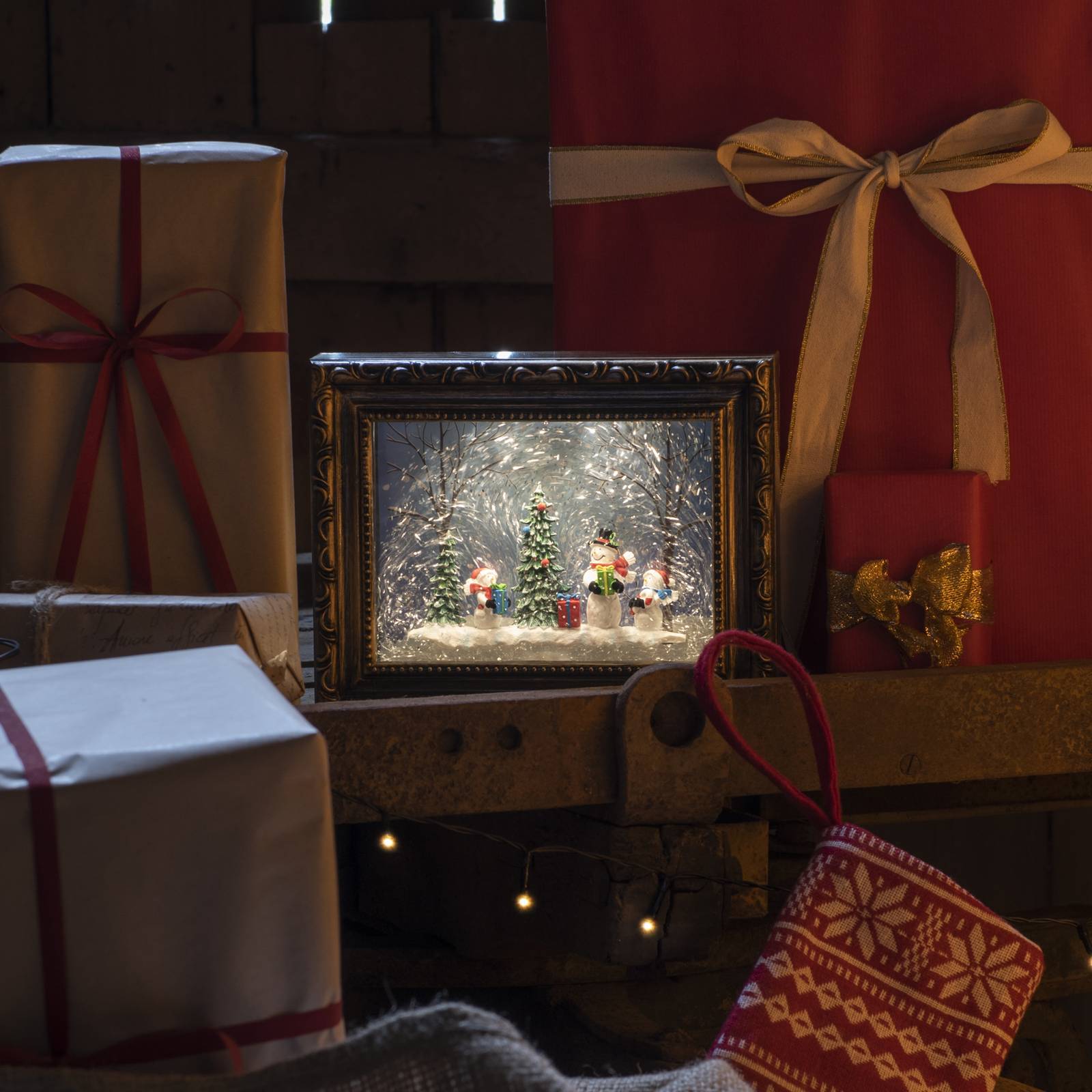 LED-Dekoleuchte Bilderrahmen mit Schneemännern von Konstsmide Christmas