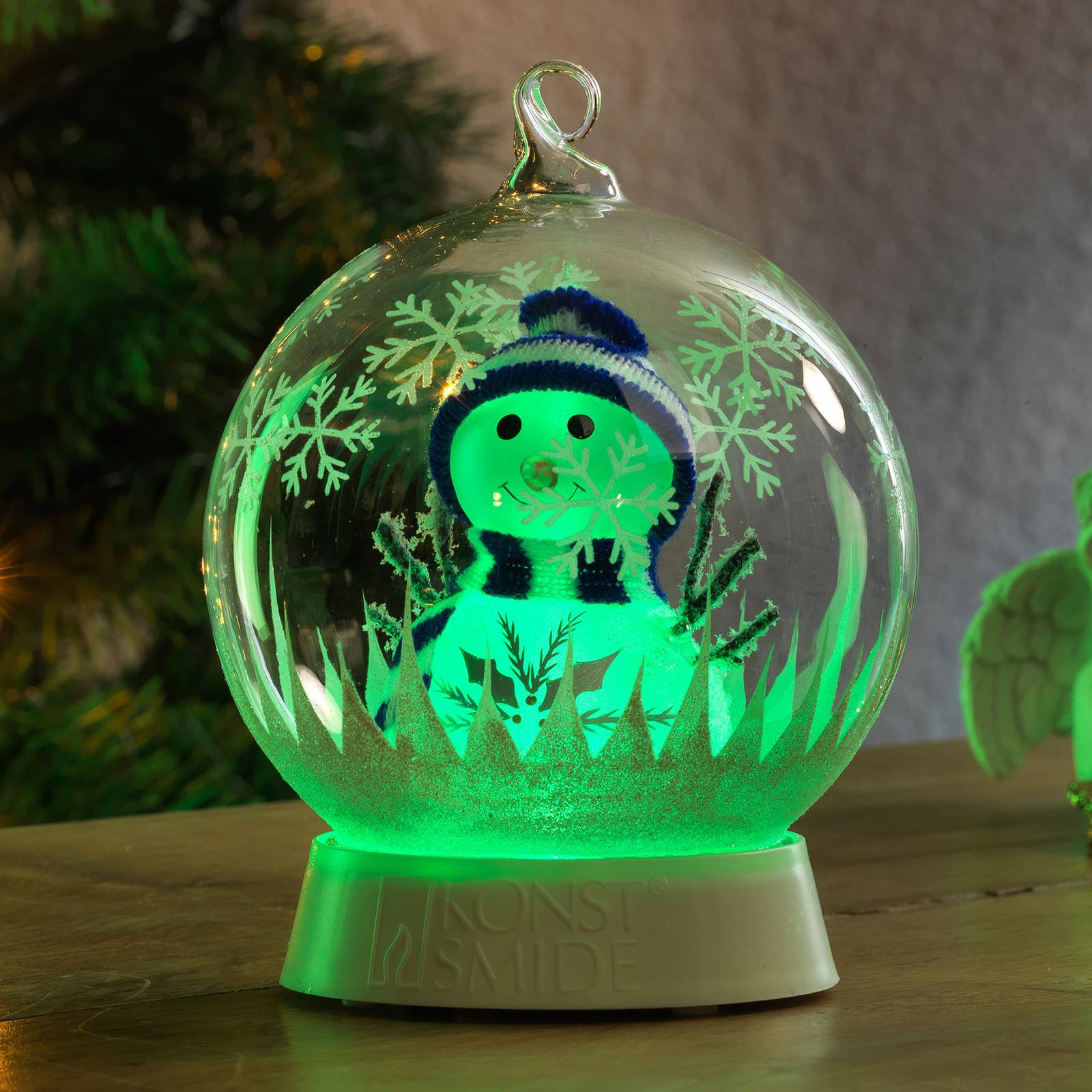 LED-Dekoleuchte Glaskugel Schneemann von Konstsmide Christmas