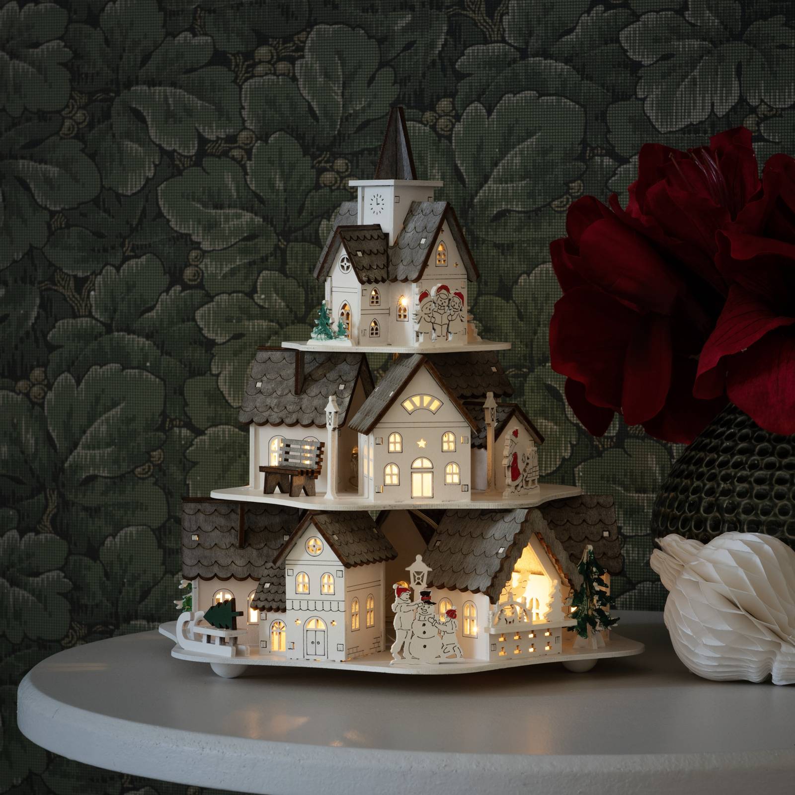 LED-Dekoleuchte Holzsilhouette Häuser, weiß LED-Dekoleuchte Holzsilhouette Häuser, weiß von Konstsmide Christmas