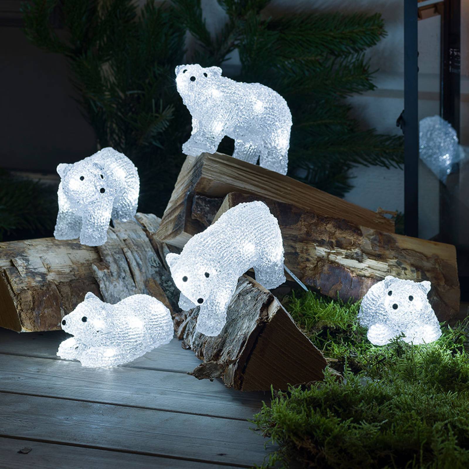 LED-Leuchtfiguren Polarbären für außen, 5er-Set von Konstsmide Christmas