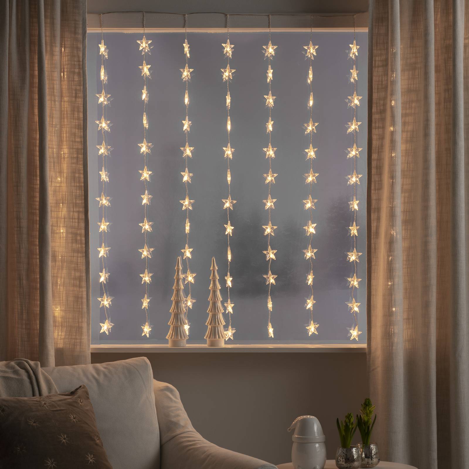 LED-Lichtervorhang Sterne 120-flammig, warmweiß von Konstsmide Christmas