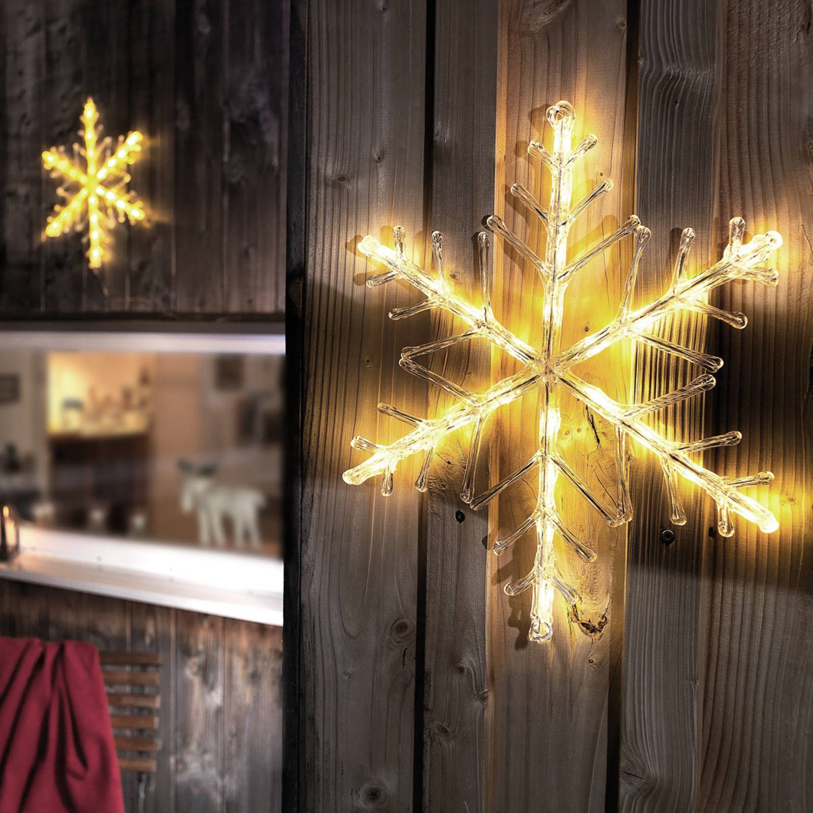 Leuchtende LED Schneeflocke, warmweiß 40cm von Konstsmide Christmas