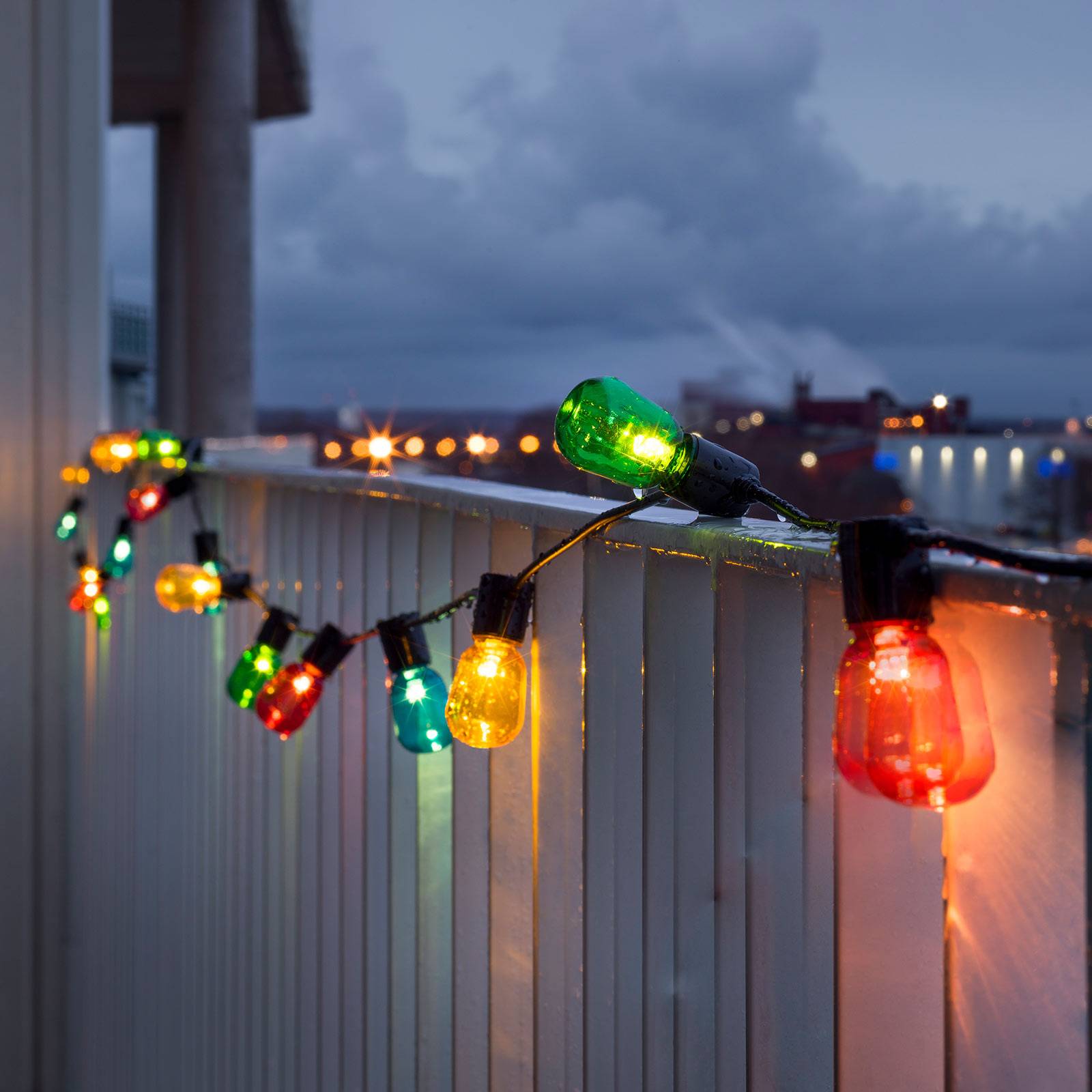 Lichterkette Biergarten 20 LED-Tropfen bunt von Konstsmide Christmas