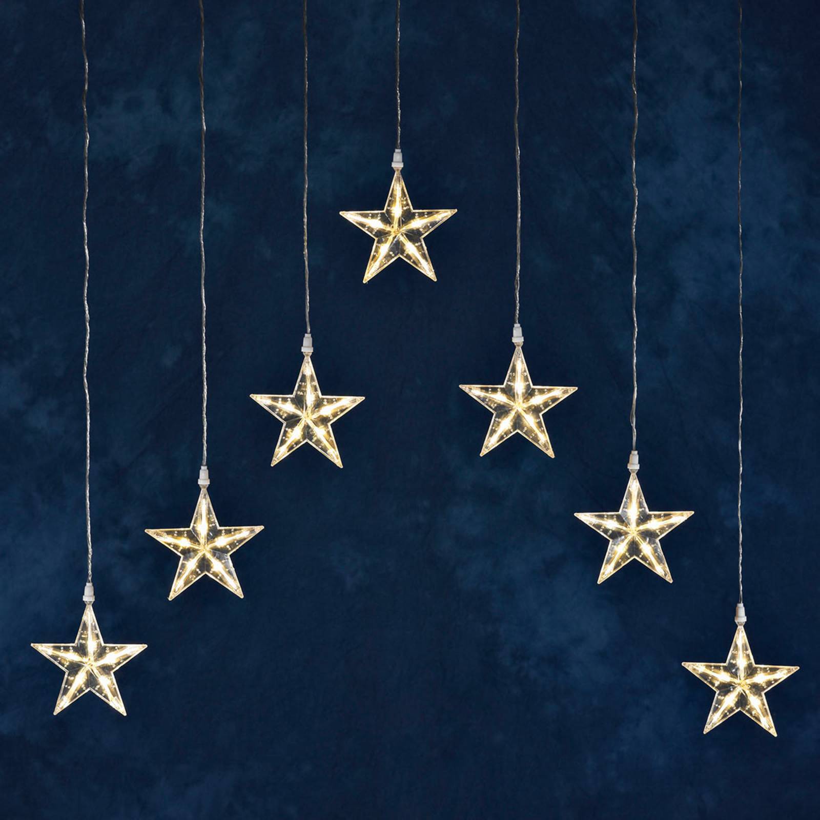 Lichtervorhang LED mit 7 Sternen, warmweiß von Konstsmide Christmas