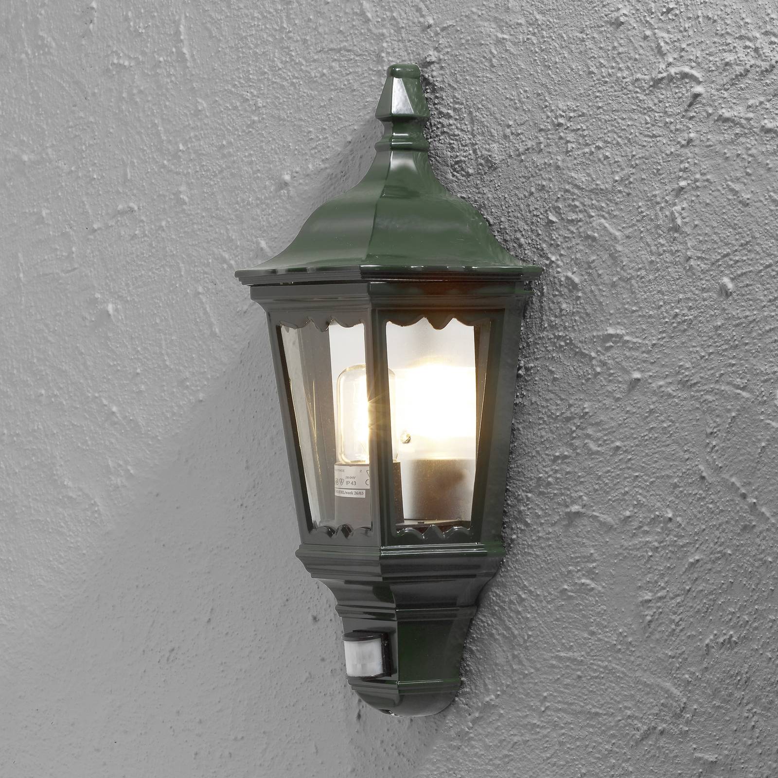 Außenwandlampe Firenze Halbschale, Sensor, grün von Konstsmide