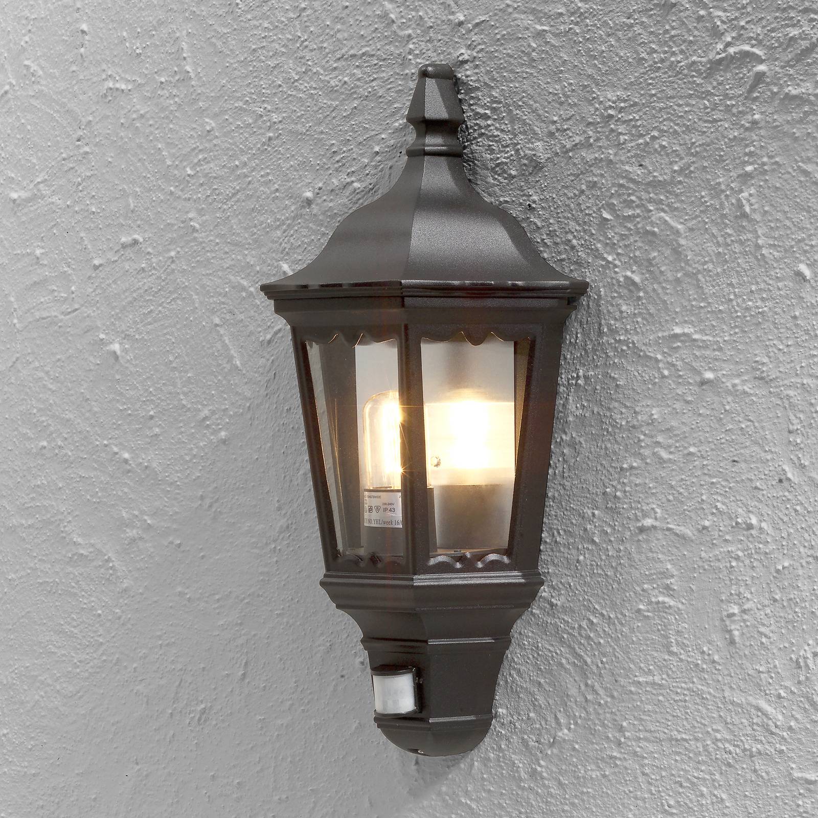 Außenwandlampe Firenze Halbschale, Sensor, schwarz von Konstsmide