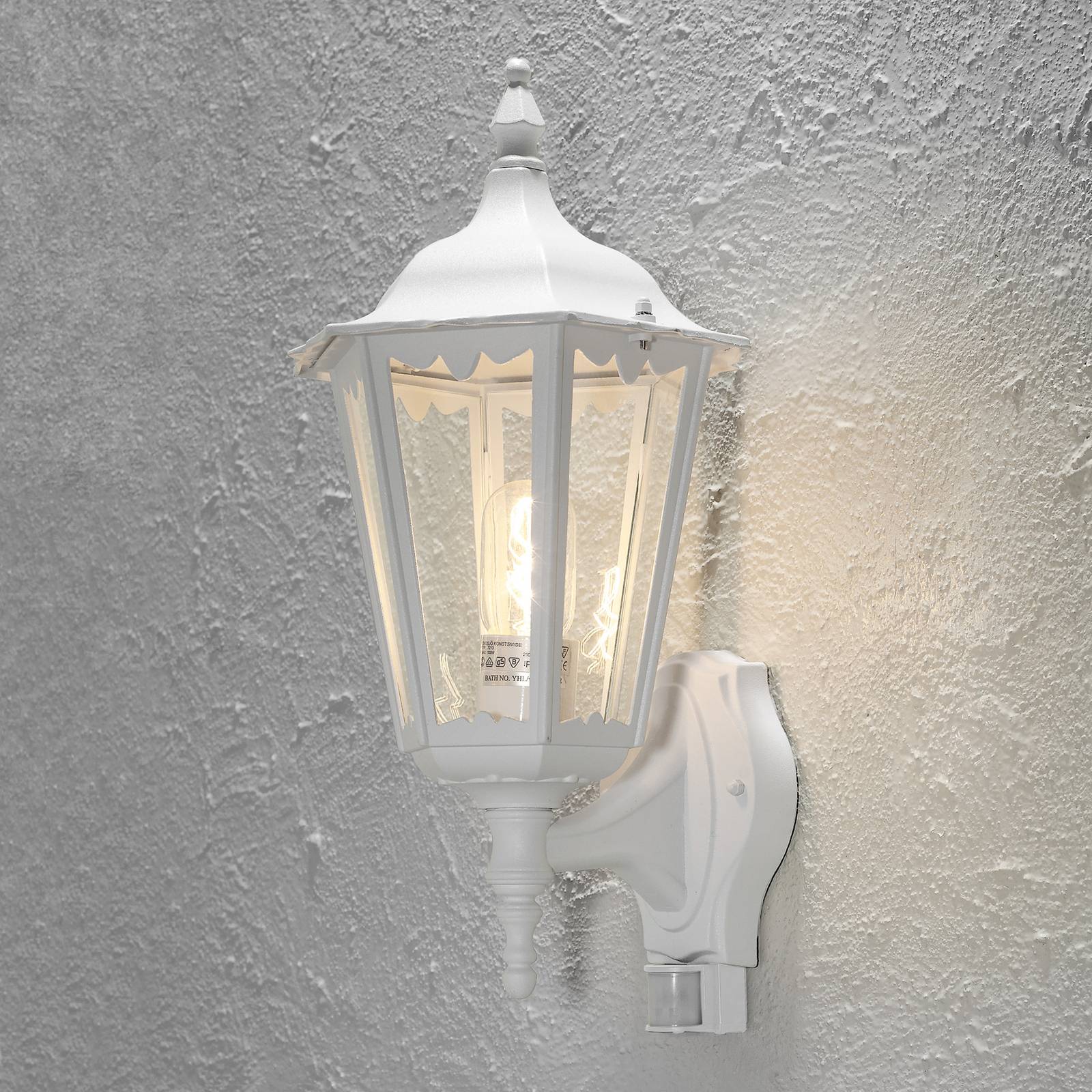 Außenwandlampe Firenze m. Sensor, stehend, weiß von Konstsmide