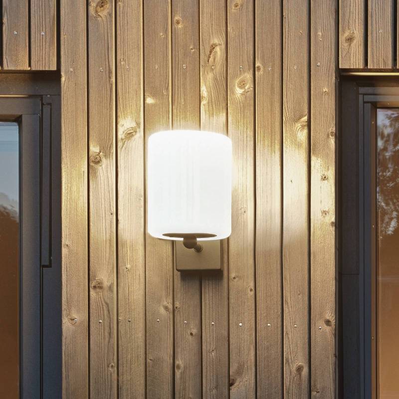 Außenwandlampe Portici, Breite 14 cm, schwarz/opal, Stahl von Konstsmide