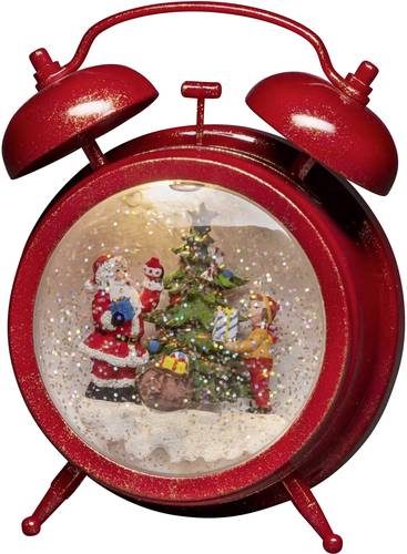 Konstsmide 4375-550 LED-Szenerie Wecker mit Weihnachtsmann und Kind Warmweiß LED Rot beschneit, mit von Konstsmide