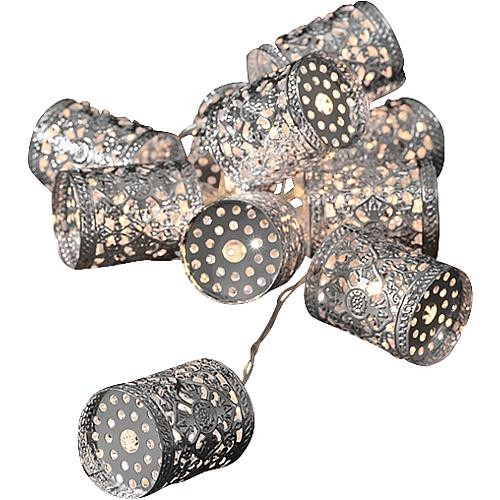 LED Dekolichterkette 10 LED warmweiß 3137-303 silberfarbene Metallzylinder, batteriebetrieben von Konstsmide