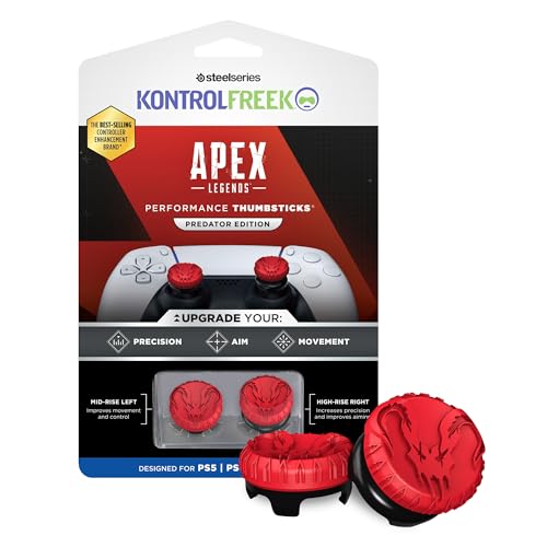KontrolFreek Apex Legends: Predator Edition Performance Thumbsticks für Playstation 4 (PS4) und Playstation 5 (PS5) Controller, 1 High-Rise, 1 Mid-Rise, Concave | Rot/Schwarz von KontrolFreek